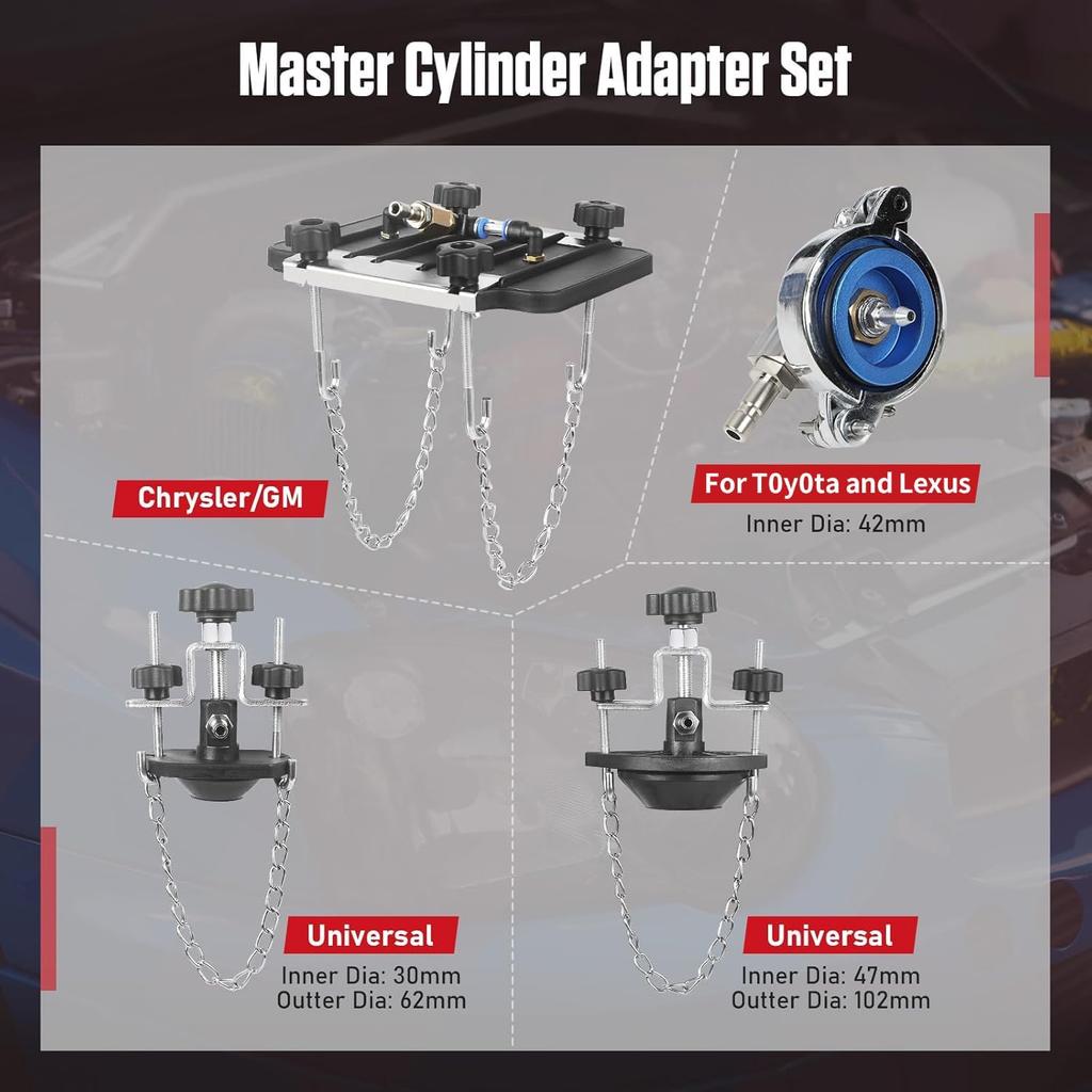12-Piece Brake Bleeder Kit with Quick Connector and Master Cylinder Adapter for Most Vehicles