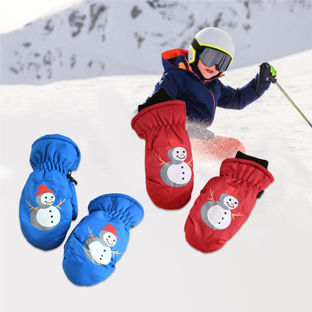 Kids Ski Gloves Warm Children Full-Fingers Non-slide Winter Mittens Cartoon Waterproof Hand Warmer Outdoor Riding Girls