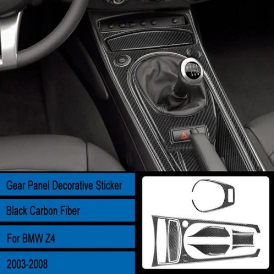 Set Carbon Fiber Manual Gear Shift Panel Cover Sticker For BMW E85 Z4 2003-2008