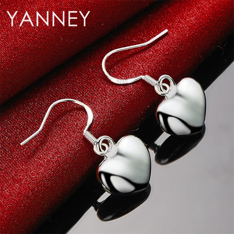 Exquisite 925 Sterling Silver Heart-Shaped Pendant Earrings, Fashionable Wedding Gift Accessories for Women