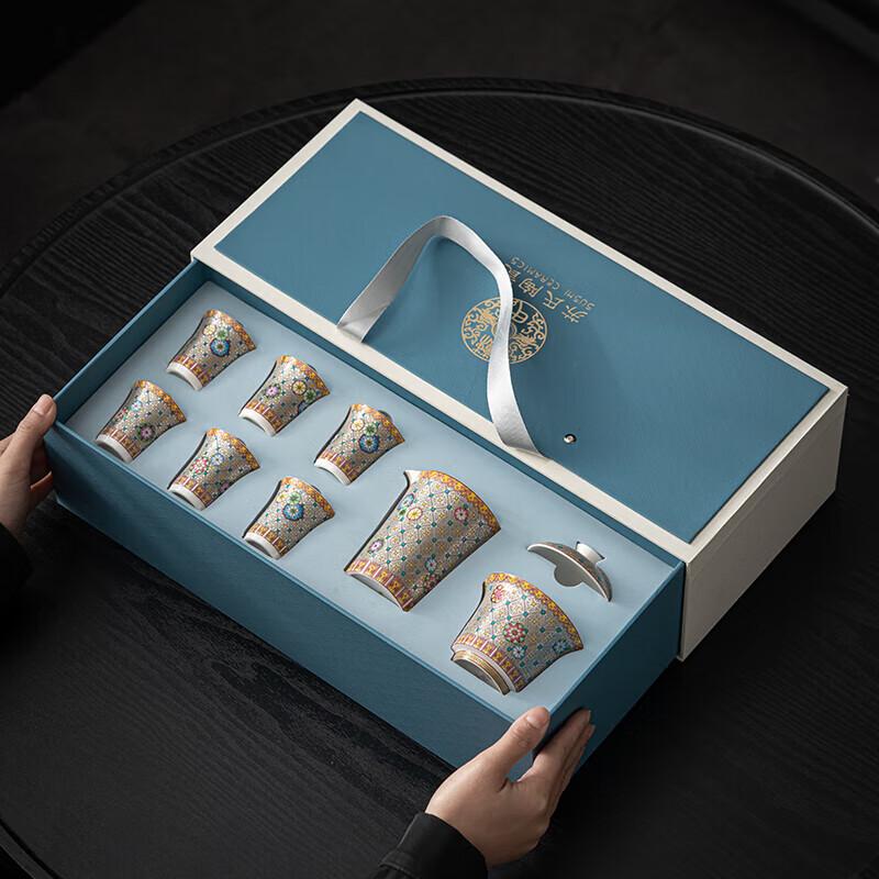 Master Zheng Wenqiang Ceramic Cloisonné Kung Fu Tea Set
