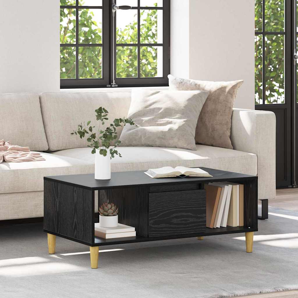 Coffee Table Black Oak Effect 90 X 50 X 26.5 Cm Engineered Wood