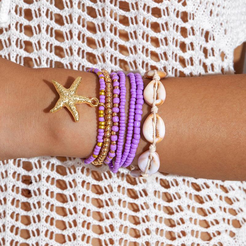 Bohemian Beach Resort Wind Multicolor Beaded Bracelet Summer Ocean Wind Starfish Resin Pendant Bracelet