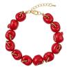 Party Accessory Fruit Beaded Bracelet in Resin with Adjustable Clasp Chain, Fun Gift Bangle for Daily Styling