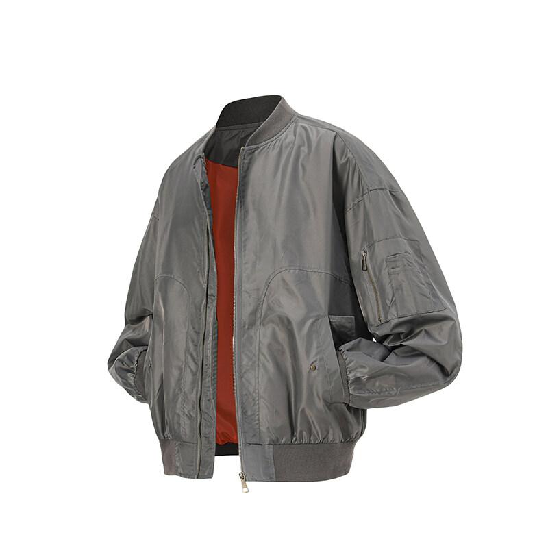 

Весенняя куртка-авиатор в американском стиле, мужская однотонная винтажная куртка-пилот для активного отдыха, бейсбольная куртка для студентов, повседневная ветрозащитная куртка на молнии для походов XXL серый