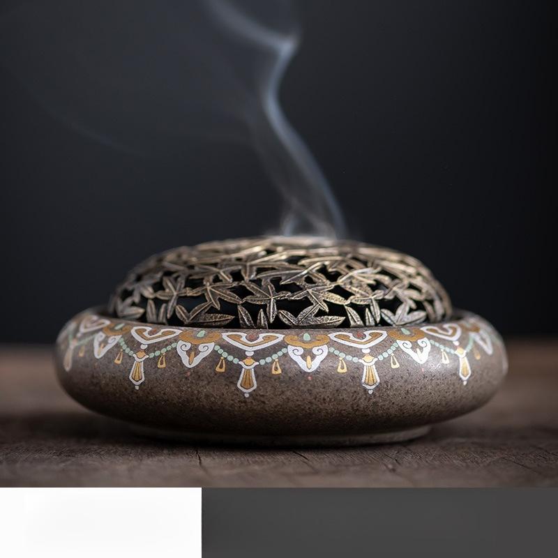 

Enamel Color Pan Incense Aromatherapy Burner Dunhuang Incense Burner Ornament Ceramic Incense Burner