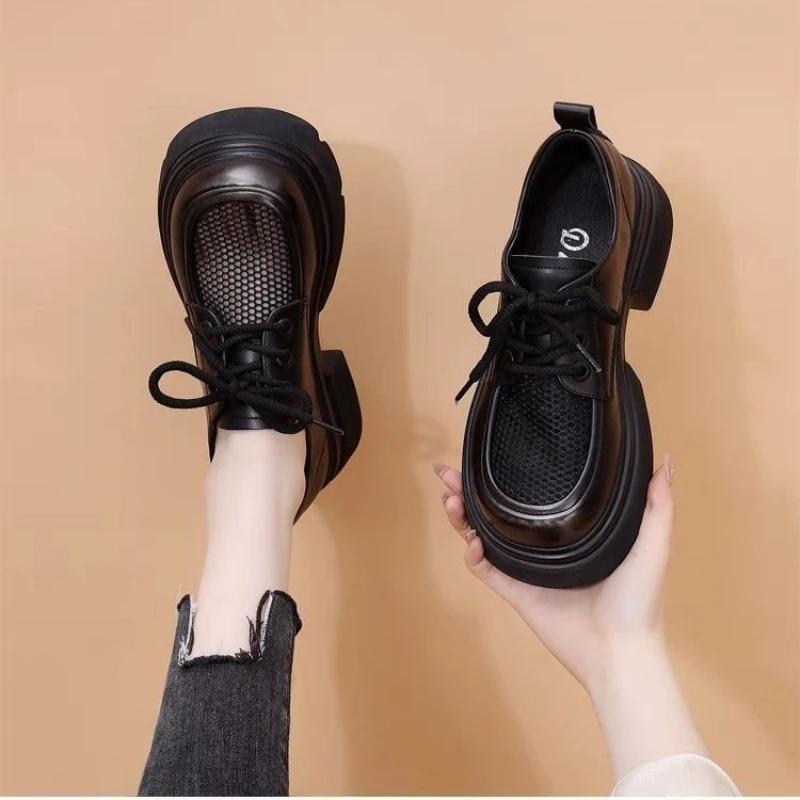 Fashion Women's Shoes Platform Round Toe Loafers Ladies Pumps with Medium Heels Quick Delivery Stylish Popular Y2k Footwear Luxury Brand