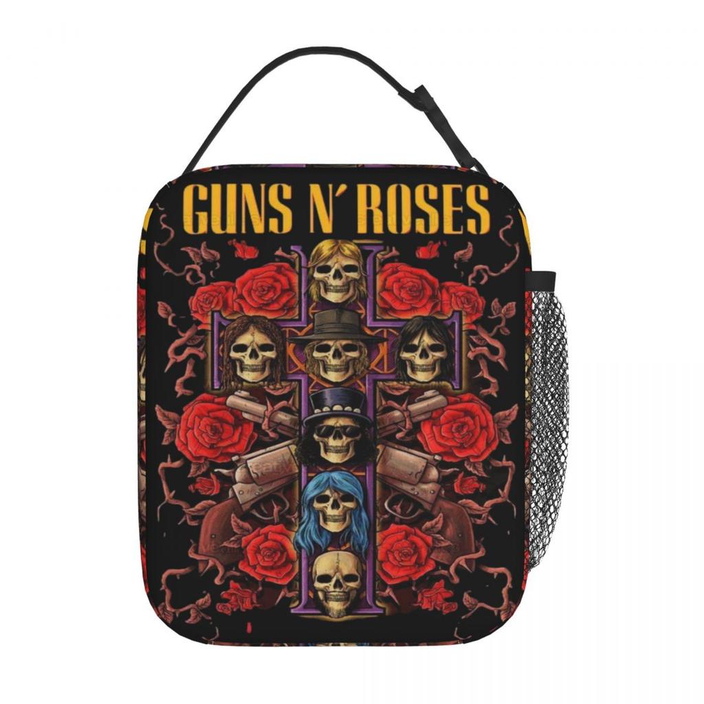Guns N Roses Band Lunch Bag Retro Lunch Box School Portable Thermal Lunch Bags Graphic Cooler Bag