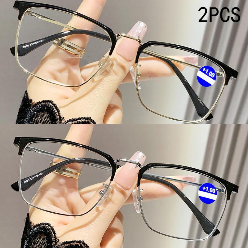 

2/4 шт. Окуляри для читання з захистом від синього світла для літніх та людей середнього віку, для бізнесу, надлегкі, високоякісні, портативні 2805 4