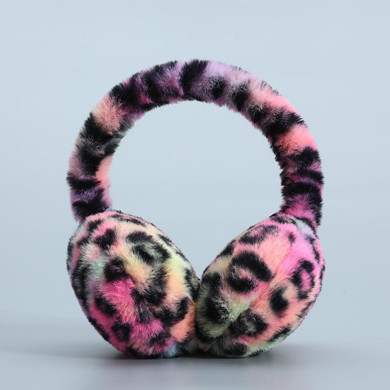 1PC Leopard Print Soft Plush Ear Warmers Winter Warm Earmuffs Fashion Earmuffs Outdoor Cold Folding Earmuffs