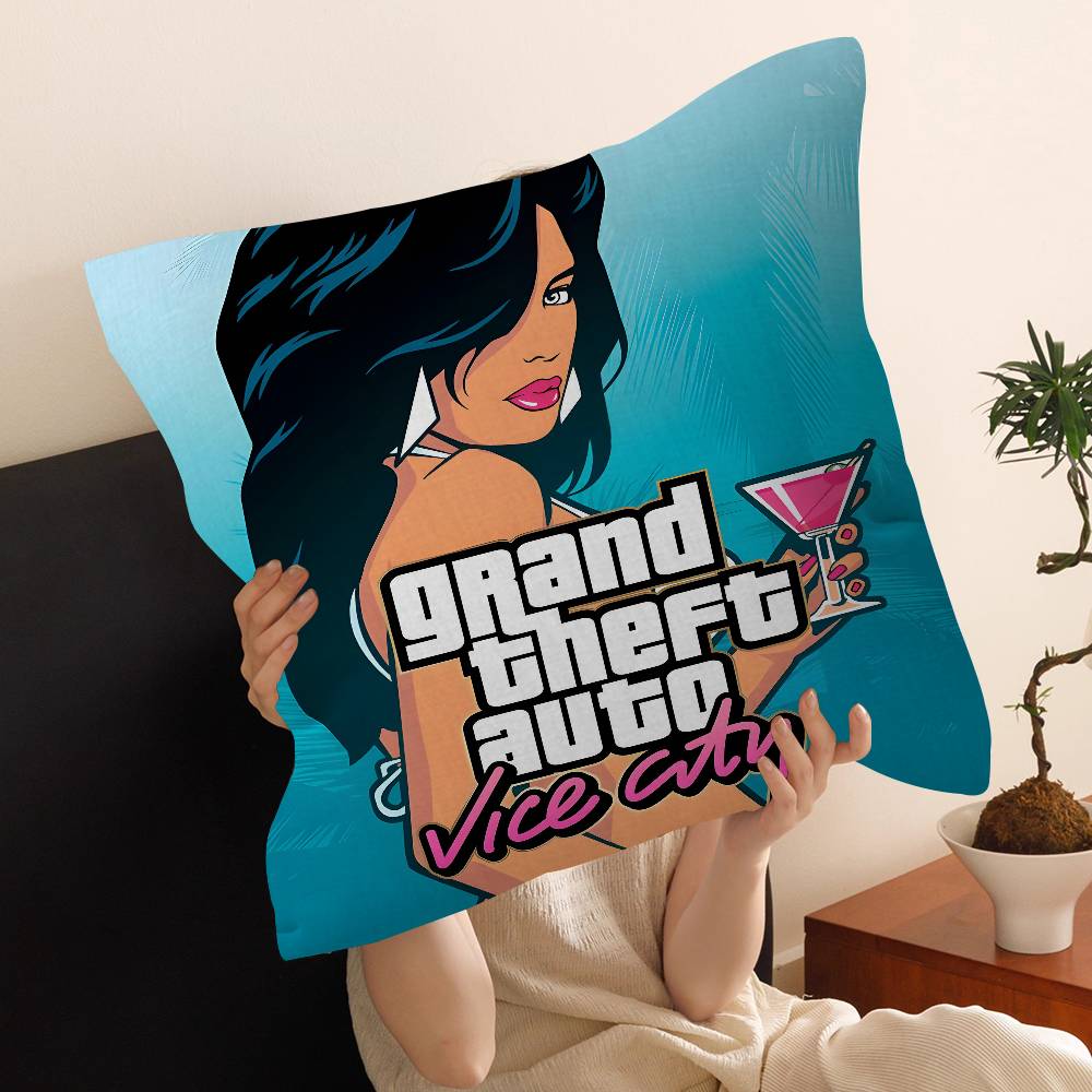 Action Game Grand TTheft Auto Cushion Cover Car Throw Pillow Case For Sofa Car Christmas Gift 40x40cm 45x45cm