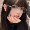 Fashion Metal Oval Half Frame Eyeglasses Vintage Y2K Blue Light Blocking Glasses for Women Men Sweet Cool Eyewear Accessories