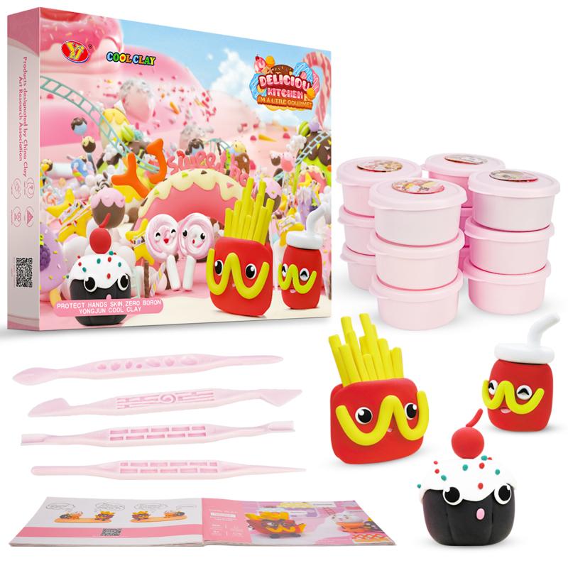 1 коробка глины 12 тематических глиняных игрушек Delicious kitchen