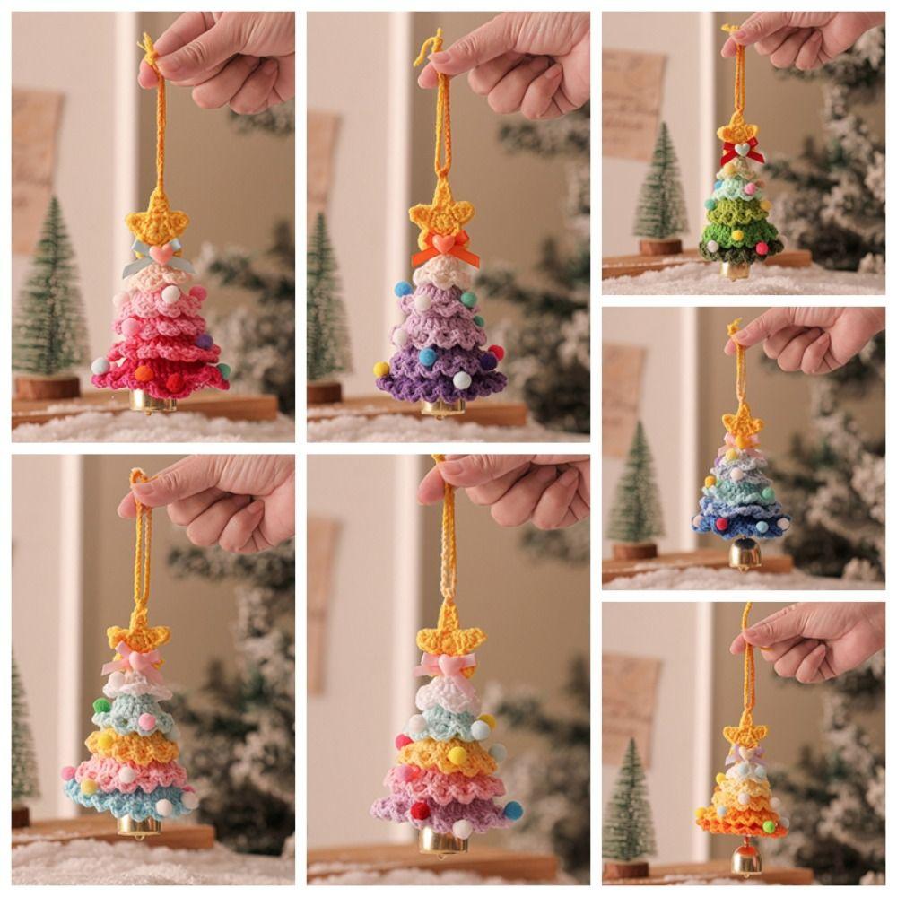 Bag Charm Soft Christmas Key Ring Colorful Cartoon Christmas Tree Pendant Gifts Bow Gradient Knitted Ornaments Girls