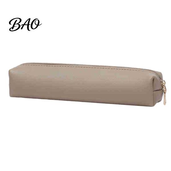 PU Leather Pencil Bag Minimalist Case, Multi-Functional Stationery Storage with Smooth Metal Zipper, Water Travel Pouch & Stain Resistant Pen