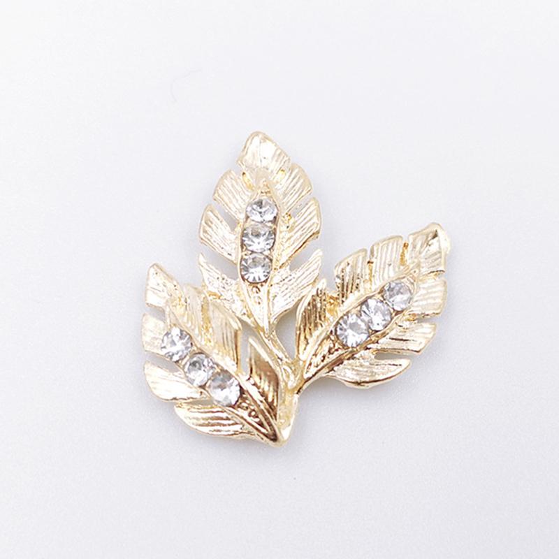 Engood 100Pcs Rhinestone Leaves Button Sewing Trim & Embellishments Craft Buckle for DIY Hair Bridal Headwear Decoration