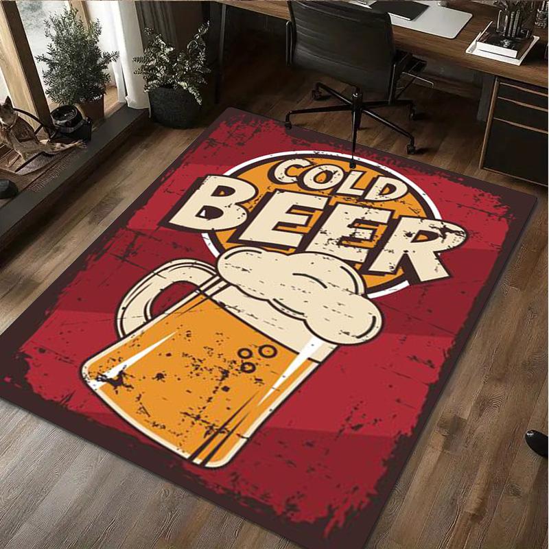 1Pc Beer Print Rug - Home Decoration Carpet For Living Room Bedroom Flooring Computer Chair Area Rug
