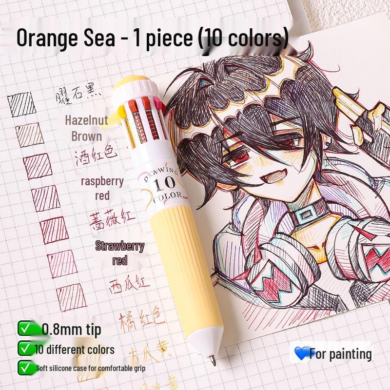 Lan Guo 60-Color Multi-Function Ballpoint Pen Set - Press-Type, Ten-in-One for Painting & Catching Fish