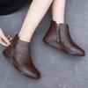 Women Winter New Genuine Leather Ankle Cotton Boots Soft Sole Soft Face Flat Sole Non Slip Plush Keep Warm High Top Cotton Shoes