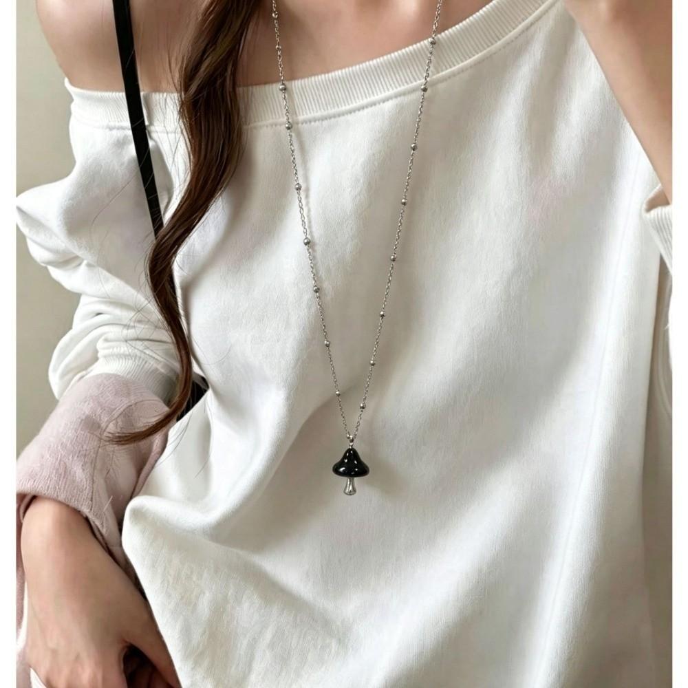 Colorful Mushroom Pendant Necklace Enamel Mushroom Fashion Necklace Sweet Women's Necklace Women