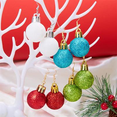 Geometric Sphere Christmas Light Bulb Earrings: Colorful Dangle Ear Hooks for Women