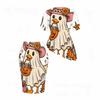 Women Plus Size Halloween Printed Round Neck Short Sleeve Asymmetric Top Fitted Skirt Two Piece Set
