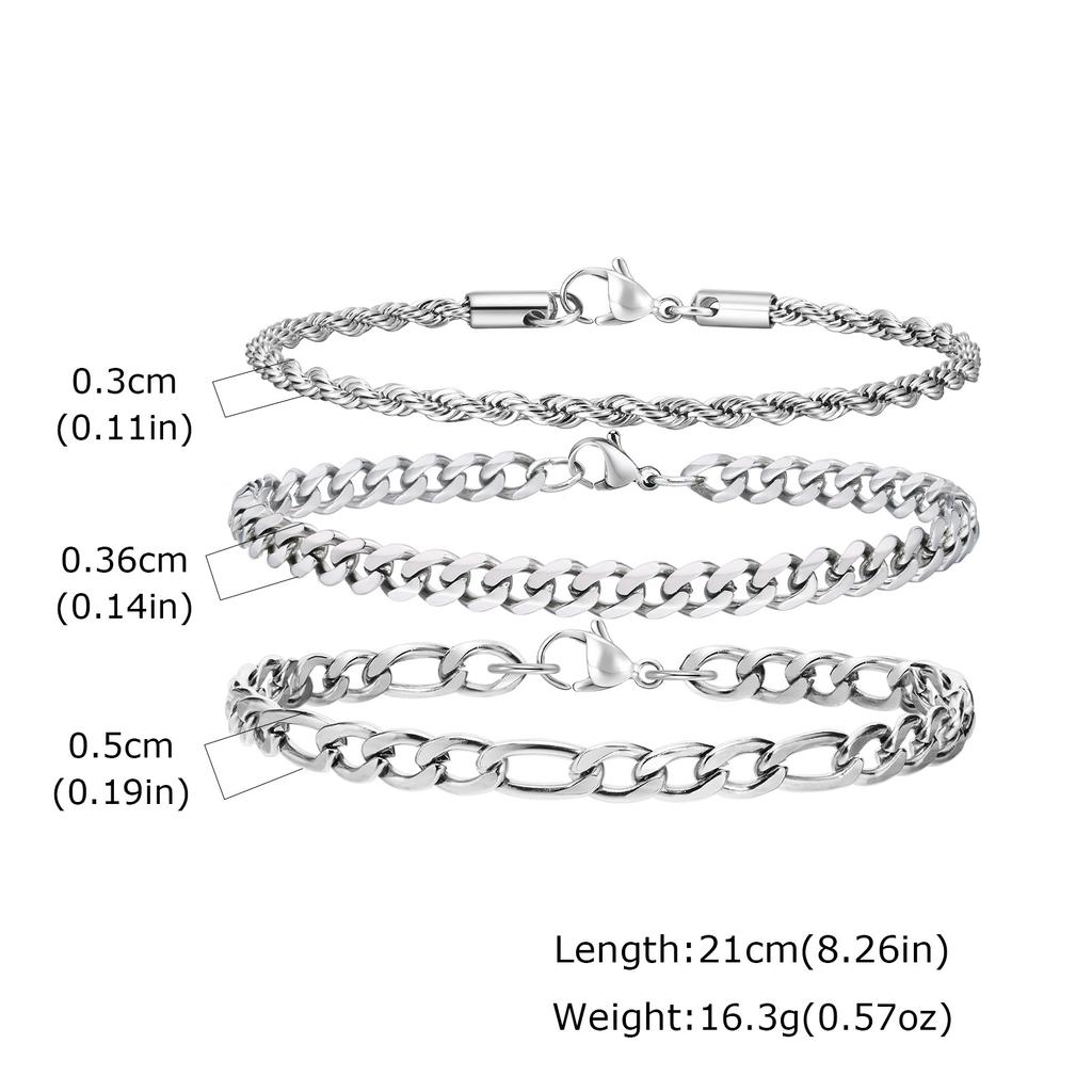 2/3pcs Stainless Steel Cross Cuban Bracelets for Men Waterproof Non Fading Twist Chain Bracelet Simple Fashion Jewelry Gifts