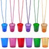 Collana con Bicchierini da Shot (12 pezzi), Collana Moda con Mini Bicchiere in Plastica Trasparente, Bomboniera per Festa, Ballo, Prom