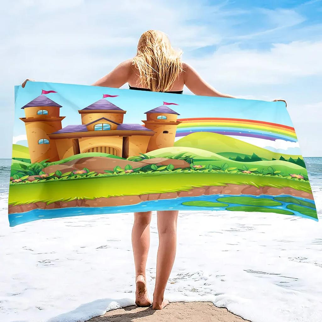 Beach Towel Fantasy Castle Microfiber Beach Towels Quick Dry Bath Towel Sports Beach Travel Towel Swimming Pool Towels for Girl