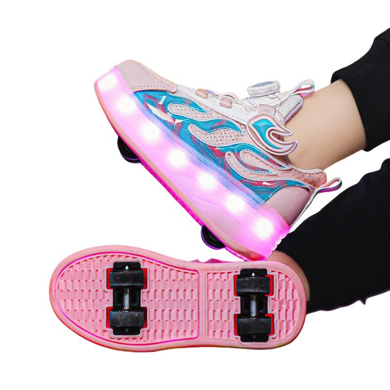 

Children s Four-Wheel Charging Roller Skates LED Light up Inline Skates Boys Walking Shoes Girls Roller Blades Entertainment 28