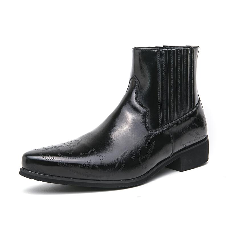 Designer Brand High-end Business Dress Shoes Groom's Wedding Shoes Hot Selling Leather Ankle Boots Men's High Top Shoes Big Size