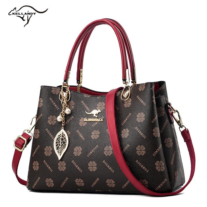 Tote bag women's new fashion printed presbyopia women's shoulder portable oblique span women's bag medium and old mother bag
