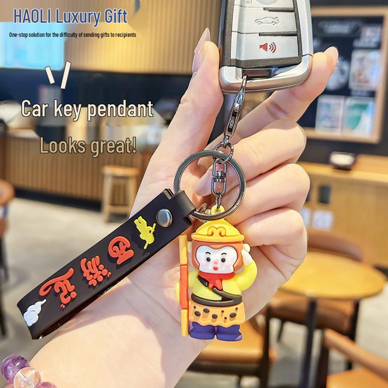 Journey to the West Keychain: Cute Sun Wukong & Zhu Bajie Backpack Pendant, Mythological Student Charm Gift