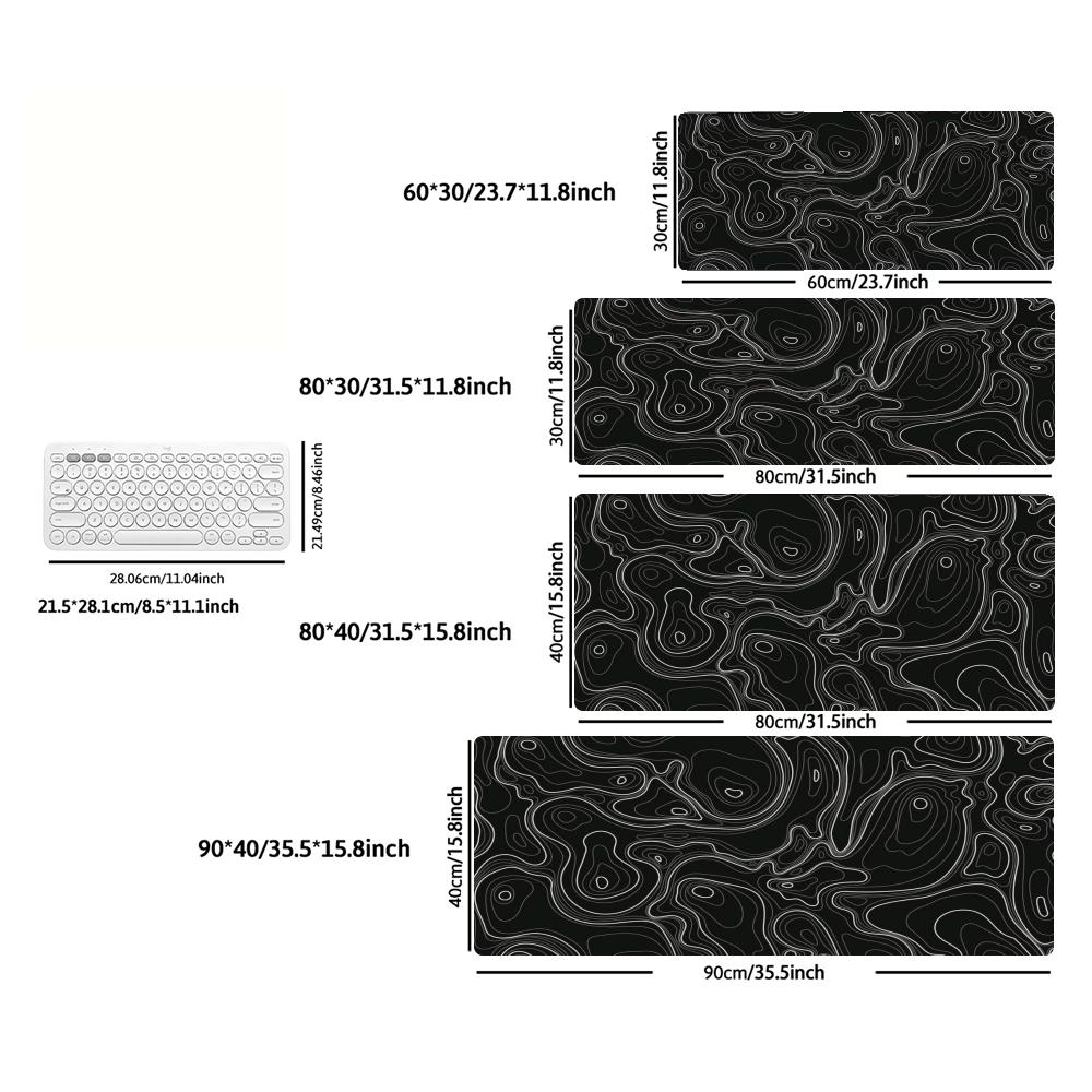 Abstract Topography Line Art Large XXL Mouse Pad Non-Slip Rubber Gaming Keyboard Deskmat Overlocked Game Table Accessories