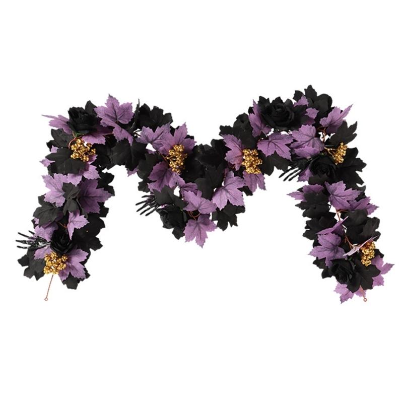 Flexible Artificial Maples Leaf Garlands Indoor Outdoors Halloween Theme Decors Easy Setups Sustainable Plastic Materials