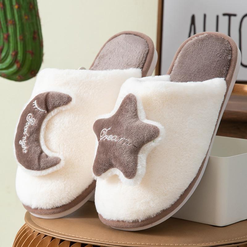 Winter Couple Soft Plush Cotton Slippers Leisure Warm Home Cotton Shoes Large Size 44-45 Lightweight Non-slip Suede Slippers