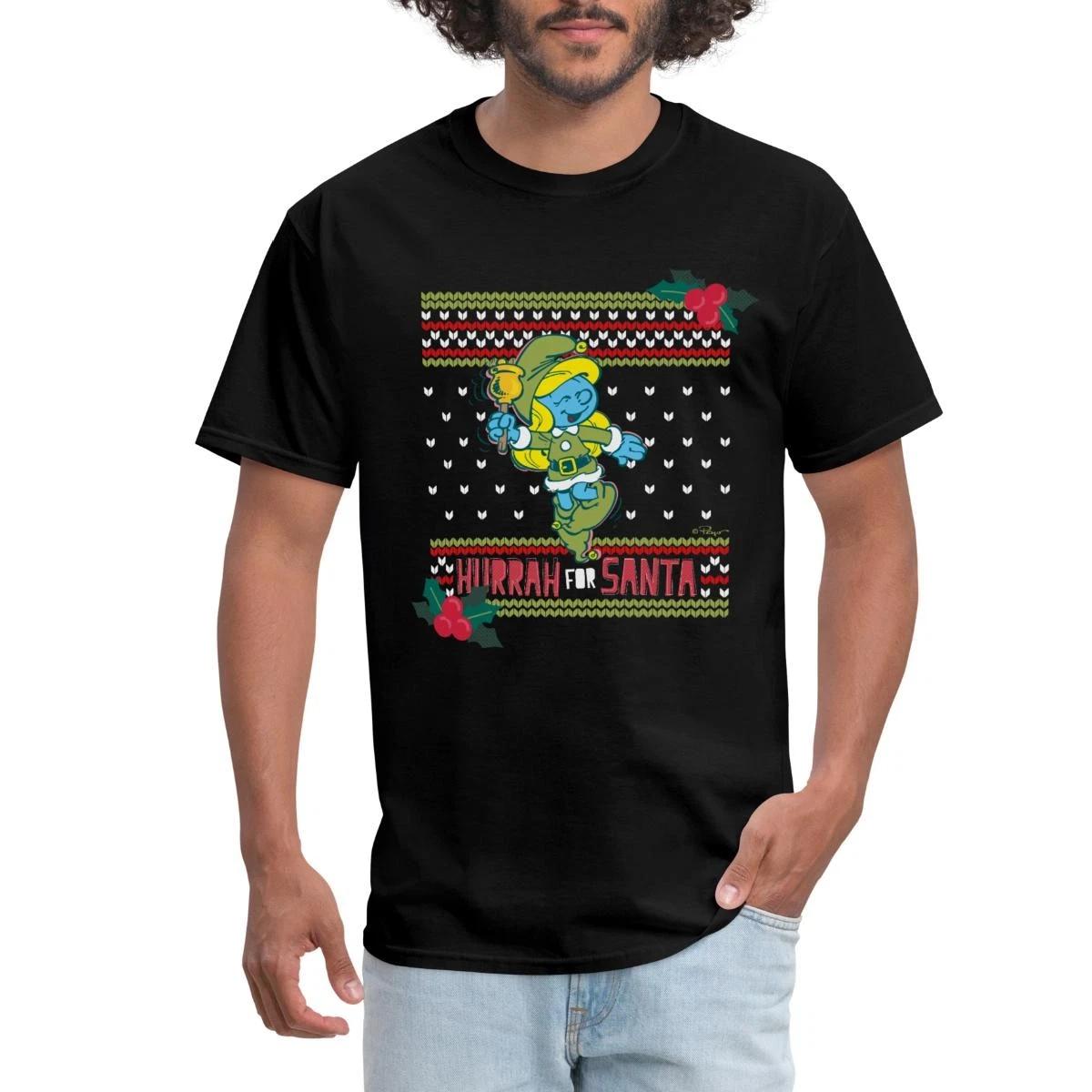 The Smurfs Smurfette Hurrah for Santa Christmas Men s T-Shirt XXXXL
