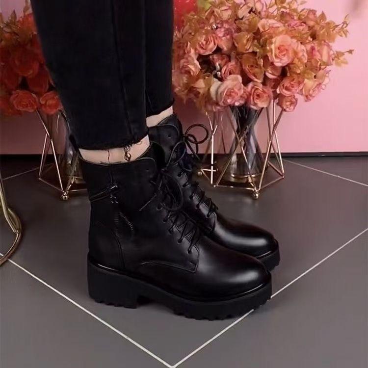 Snow boots women's new thick-heeled cotton boots winter thick-soled piled and thickened fur integrated cotton shoes