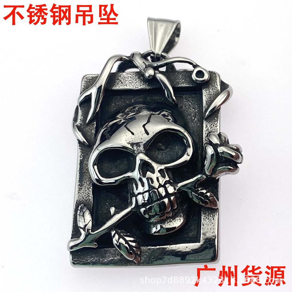 Halloween Personalitate Hip Hop Craniu Tridimensional Trandafir Pandantiv Oțel Inoxidabil Oțel Titan Dominator Colier Exagerat
