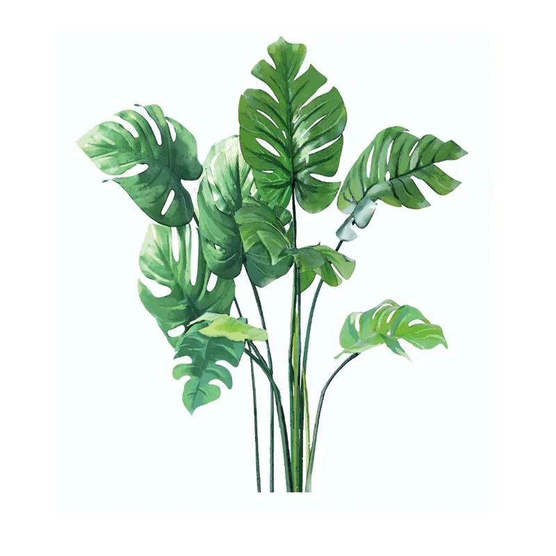 Large Tropical Green Plant Leaves Wall Sticker Home Room Decor Palm Decal PVC Mural