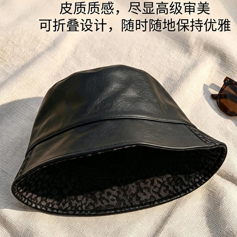 Vintage Niche Leopard Print Bucket Hat Women Fashion Casual Winter Autumn Hat