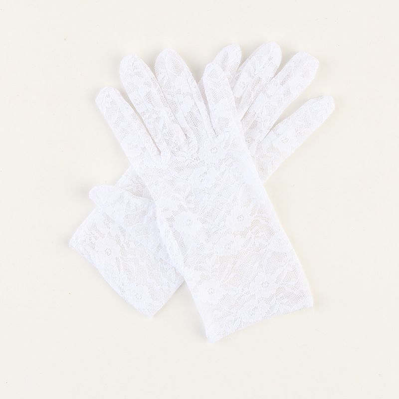 

Spring and Autumn Lace Gloves for Women Long Thin Elastic Black Sexy Retro Short Mesh Driving Performance Sun Protection Summer Short White