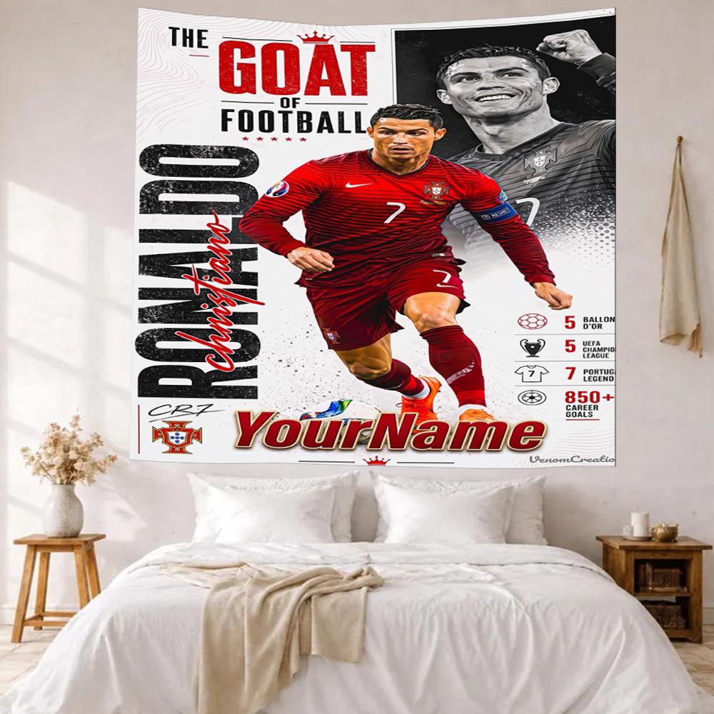 Cristiano Ronaldo Custom Your Name Wall Decor Tapestry Art For Pet Memorial Birthdaywedding Party Backdrop Family Gift