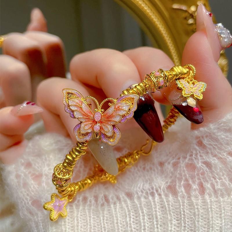Enamel Butterfly Bracelet For Women Gold Color Bracelets Sweet Party Birthday Jewelry Gift