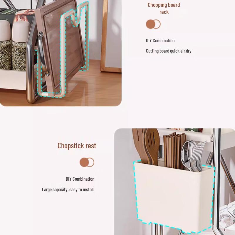 Kitchen Spice Rack with Chopstick and Knife Holder