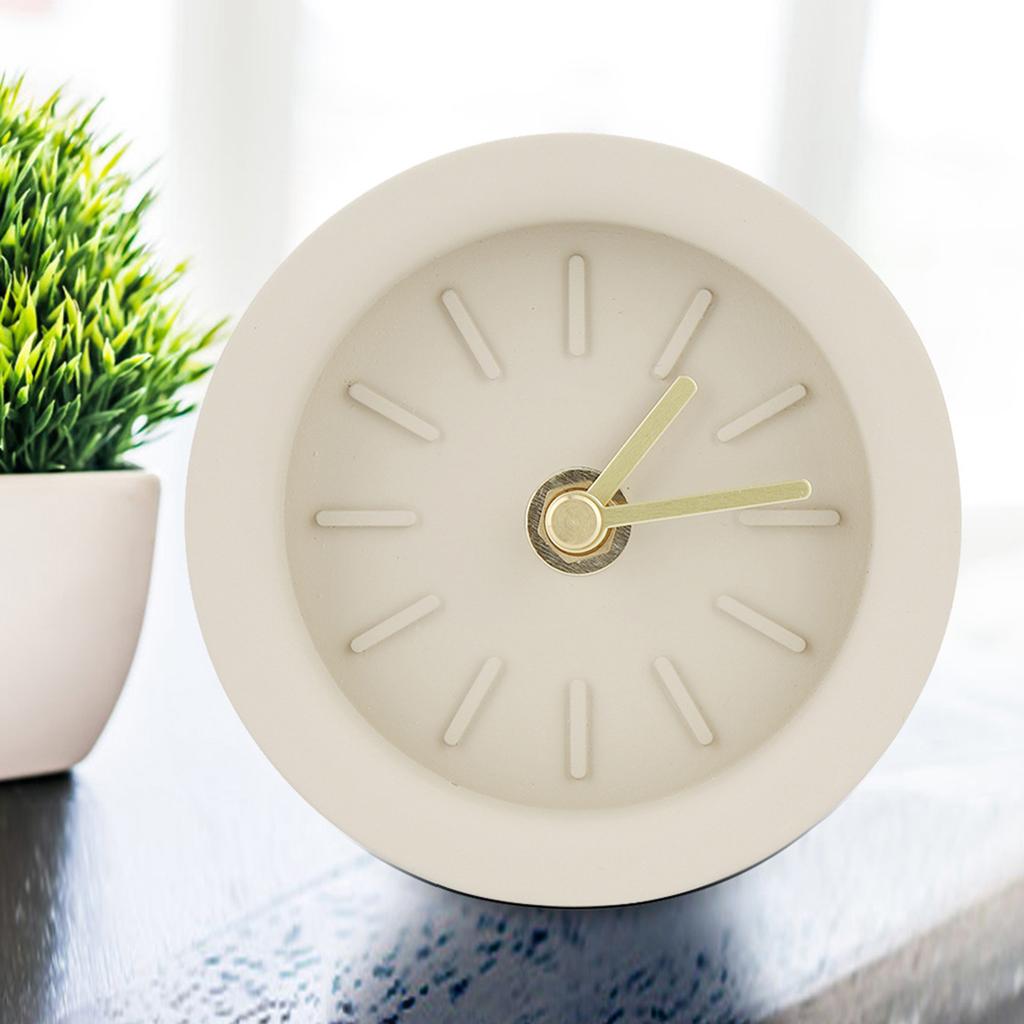 Cement Concrete Clock Silent Alarm Clock Quartz Table Clock (Battery Not Include)