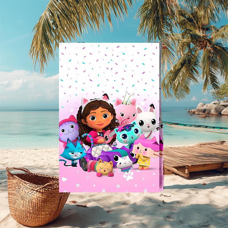 Ultra-Soft Beach Towel with Gabby's Dollhouse Theme,Ideal for Pool - Camping, Diving - Perfect Travel Essential, Vibrant Beach Towel.