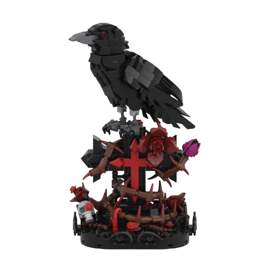 Halloween Gothic Cross and Building Set, Creative Brick Model Kit for Shelf Table Decor