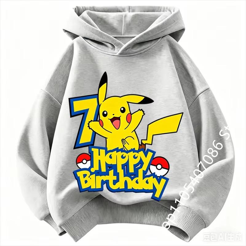Children Birthday Clothes Number hoodie Boy Girl hoodie Cute Cartoon Summer Toddler Kids Tops