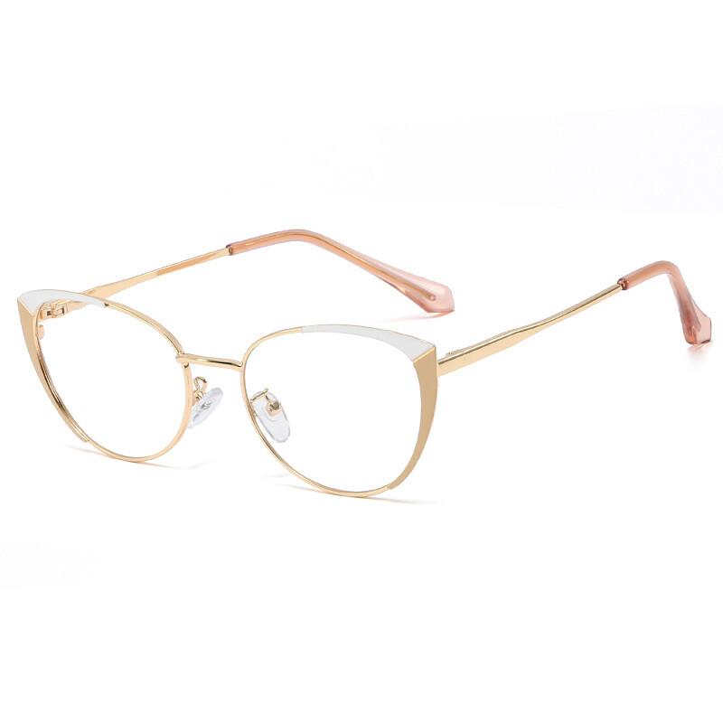 Women's Reading Eyewear Blue Light Metal Blocking Color Presbyopic Chic Fashionable Double Spectacle Alloy Presbyopic Trendy Hyperopia Glasses